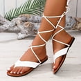 thumbnail image 2 of Mepaouo Women's Lace up Gladiator Sandals Criss Cross Strappy Flip Flops Tie up Summer Flat Shoes, 2 of 6