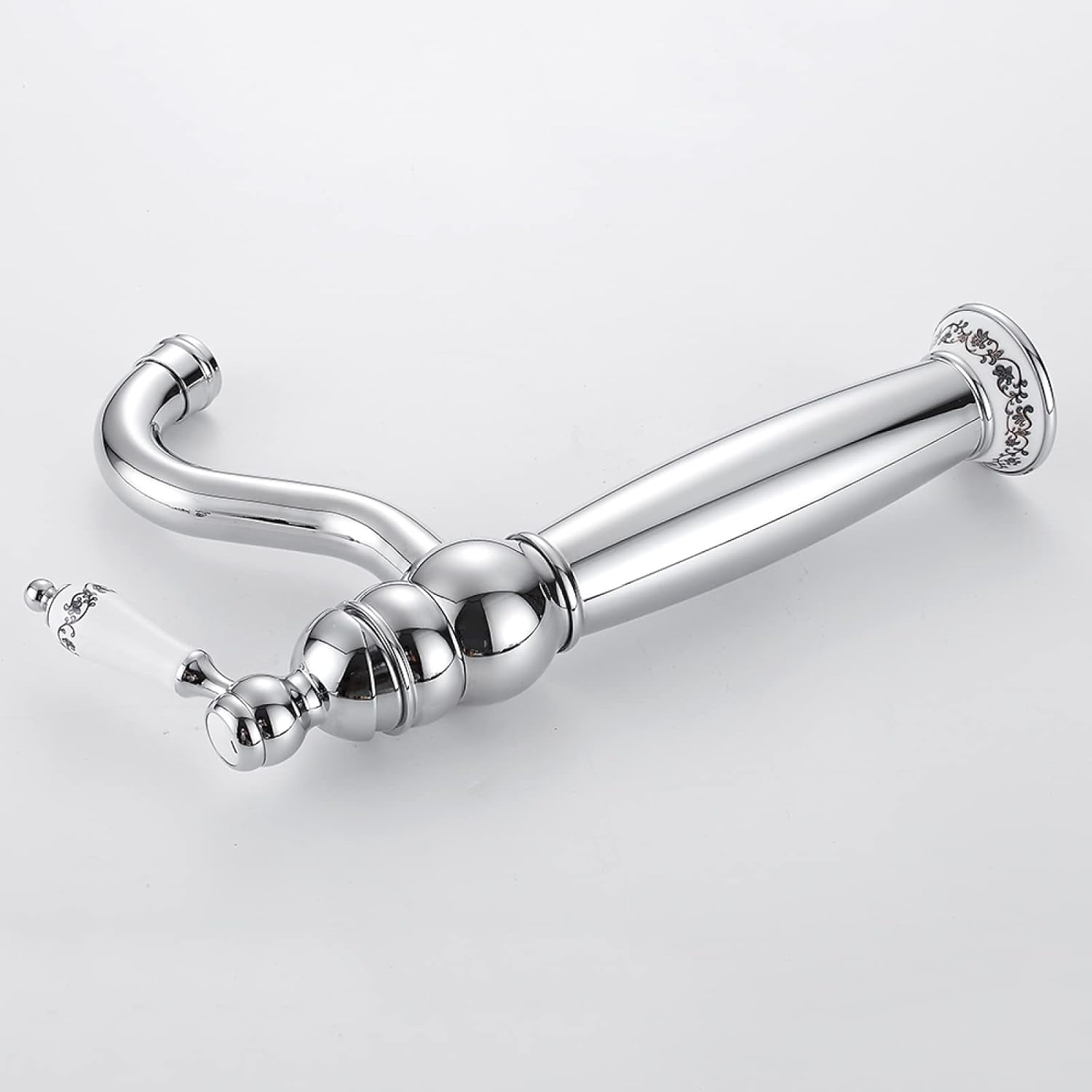 Bathroom Faucet Antique Brass, 360° Swivel Bathroom Vanity Faucet, Cold/Hot Water Basin Tap, Single Handle Bathroom Sink Faucet, Silver