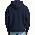 thumbnail image 3 of Mens Hoodies Pullover Quarter Zip Casual Long Sleeve Drawstring Waffle Knit Hooded Sweatshirt Navy 2XL, 3 of 3
