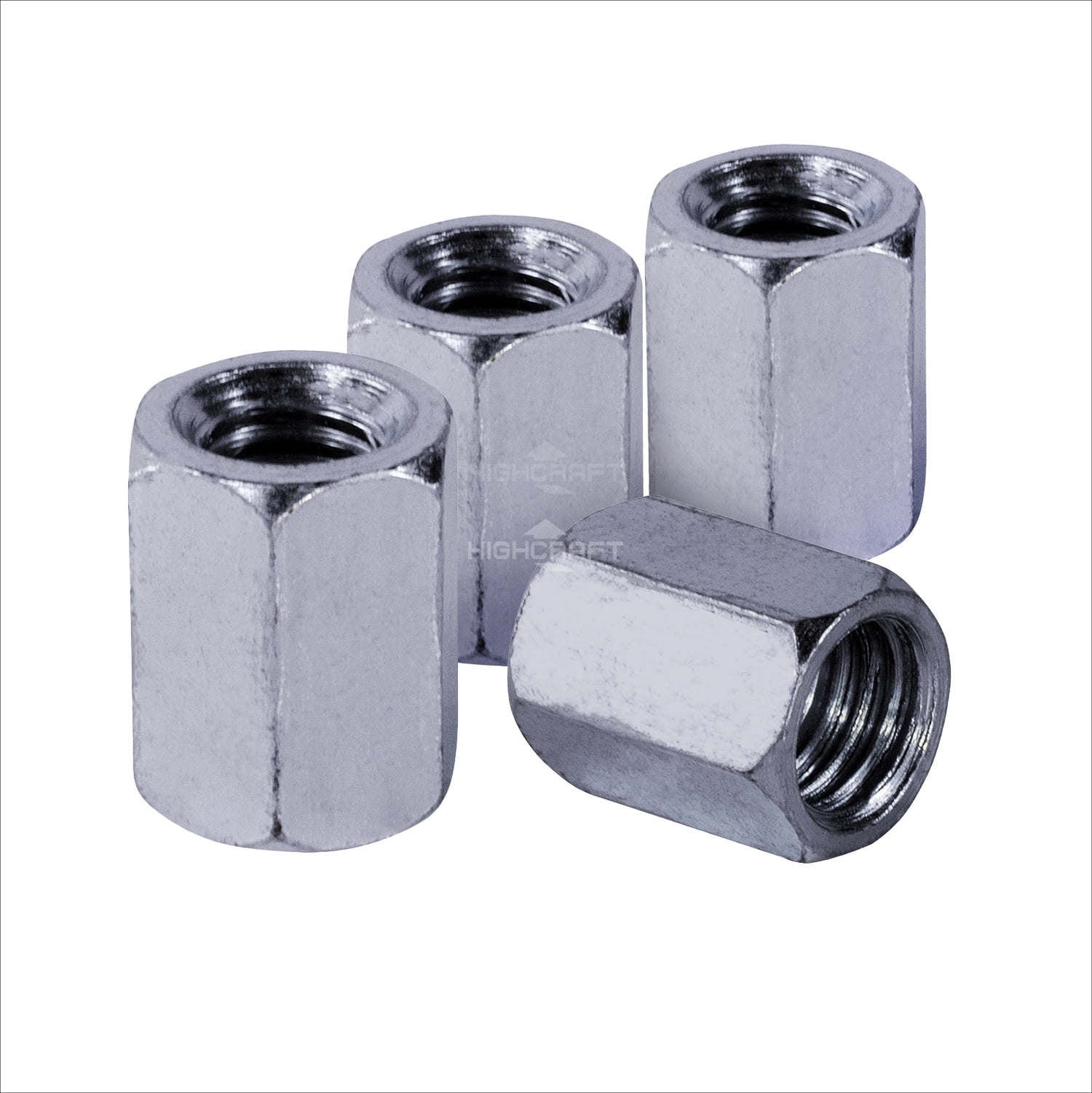 Highcraft 5/8" X 1/2" X 2-5/8" Reducing Rod Coupling Nuts, Zinc Plated, 80 Pk