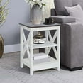 Side Table Modern Farmhouse Wood End Table with 3Tier White Oak