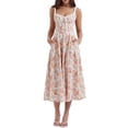 thumbnail image 1 of ZAXARRA Robe Midi Décontractée d'Été pour Femmes, Imprimé Floral, Sans Manches, Dos Nu, Mode, 1 of 8