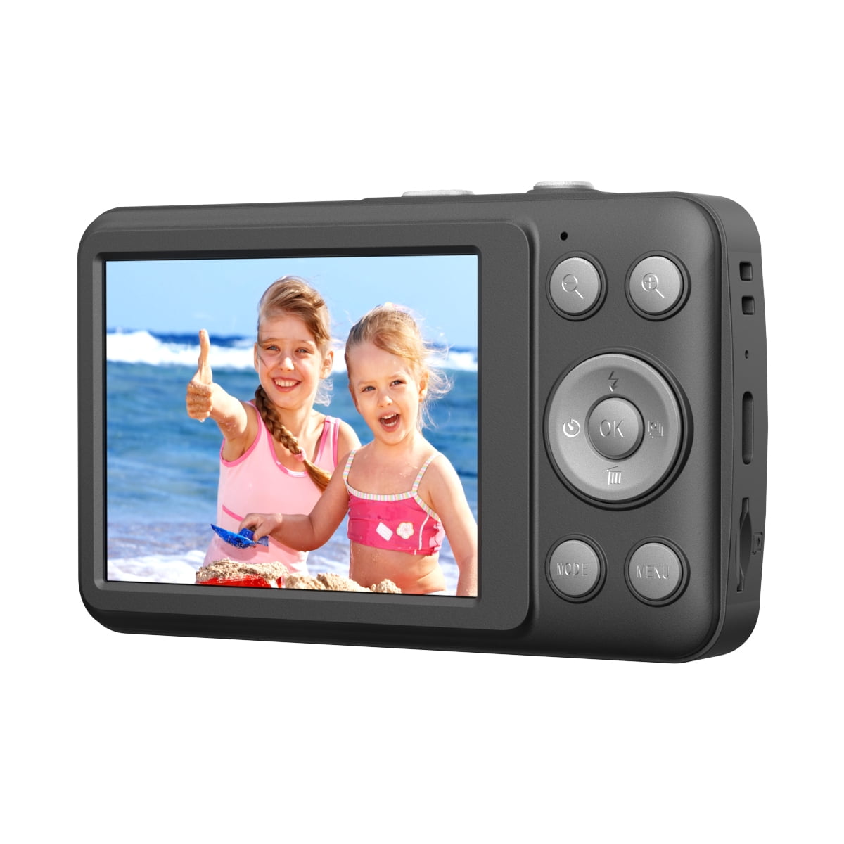 W & O Q3 Portable 16x Digital Zoom 48 MP CCD Point & Shoot Digital Camera with 32GB SD Card, Black