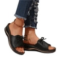 thumbnail image 3 of Cute Sandals for Women, Barefoot Sandals Women, Slip-On Wedge Sandals With Arch Support - Lightweight Comfortable Open Toe Slippers Soft Insole & Anti-Slip Sole Boho Slingback Sandals, Black 8, 3 of 7