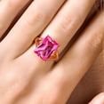 thumbnail image 4 of Gem Stone King 10.00 Ct Octagon Pink Created Sapphire 18K Rose Gold Plated Silver Ring, 4 of 5