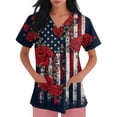 thumbnail image 3 of 250th Anniversary USA Scrub Tops Women American Flag Print Stretch V Neck Scrubs 4th of July Nurse Working Uniforms with Pockets, 3 of 4