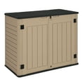 thumbnail image 5 of ModFusion Garden Resin Storage Shed, 35 cu ft, 2 Door, Lock, Metal Support Rod, Floor, Deck Box, for Trash Can, Brown, 5 of 11