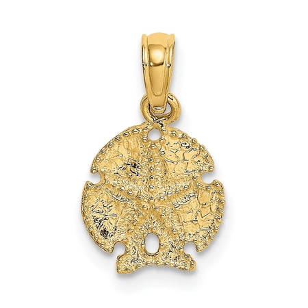Diamond2Deal 10K Yellow Gold Sand Dollar with Star Pendant for Women (L- 0.39 inch, W- 0.39 inch)