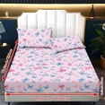 thumbnail image 2 of ZIATUBLES 3-Piece Twin Size Sheet Set Soft Cooling Polyester with Butterfly Pink Print 1 Fitted Sheet and 2 Pillowcases Breathable and Comfortable for Year-Round Use, 2 of 5