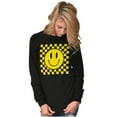 thumbnail image 3 of Cool Checkerboard Happy Face Smile Long Sleeve TShirt Men Women Brisco Brands S, 3 of 5