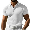 thumbnail image 2 of CHEEREAM Men's Muscle V Neck Polo Shirts Slim Fit Short Sleeve Cotton Golf T-Shirts Waffle Knit Soft Tees White L, 2 of 9