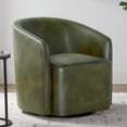 thumbnail image 2 of Comfort Pointe Amhurst Fern Green Faux Leather Swivel Barrel Chair, 2 of 13