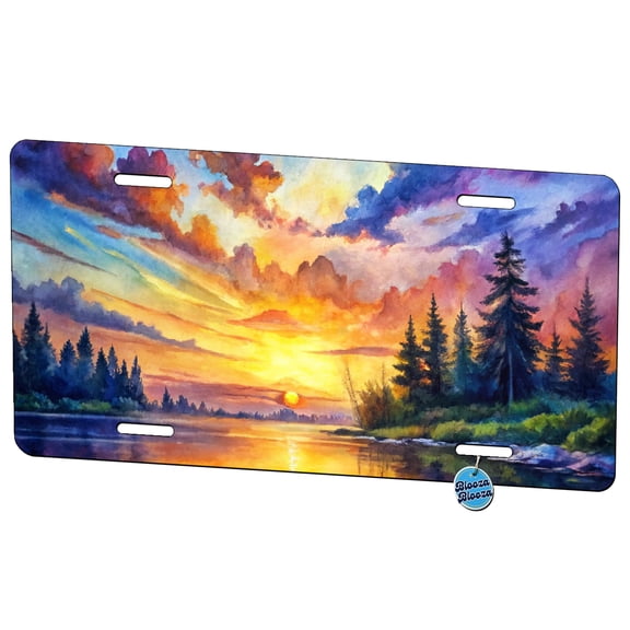 Beautiful Sunrise Watercolor Metal Novelty License Plate