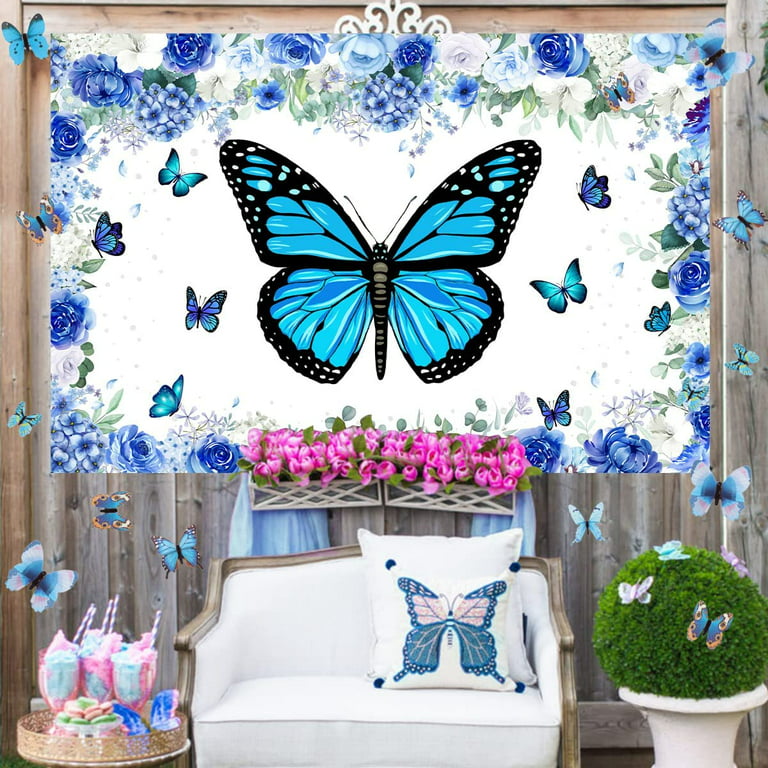  Artificial Butterfly Garland, Fake Butterfly Decorative Vines,  DIY 3D Unique Butterfly Hanging Decor for Home Wall Easter Spring Flowers  Party Wedding Arch Shopping Mall Window Decorations. (Blue) : Home & Kitchen
