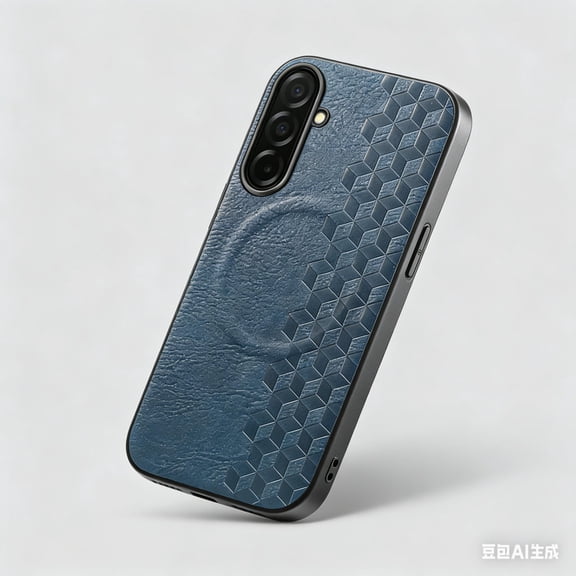 Magnetic for Samsung Galaxy A17 5G Case, Grip Pattern PU Leather Hybrid Back Protective Phone Cover Shockproof Slim Light Cover for Samsung Galaxy A17 5G Compatible with Mag-Safe, Blue