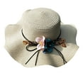 thumbnail image 2 of Oversized Sun Hat Women UV 50+ Flower Beach Hat Outdoor Travel Sunscreen Hat , Hontri Womens Sun Hat Flower Hat Outdoor Large Sunscreen (D01-Beige), 2 of 3