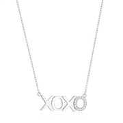 Forever Facets Women's Sterling Silver Cubic Zirconia "XOXO" Necklace