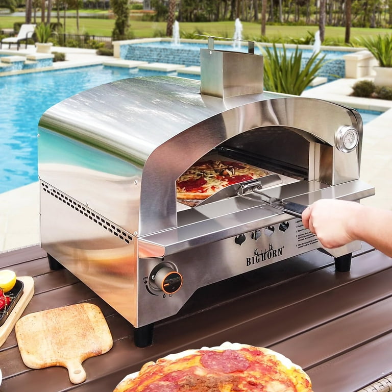 Big Horn Outdoors 13'' Stainless Steel Propane Gas Pizza Oven for
