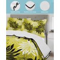thumbnail image 4 of Quilts King Size Bedding Set, Yellow Black Flowers Lightweight Quilted Comforter, Modern Abstract Blooms Floral Soft Reversible Bedspread Coverlet with Pillow Covers for All Season, 96" x 106", 4 of 7