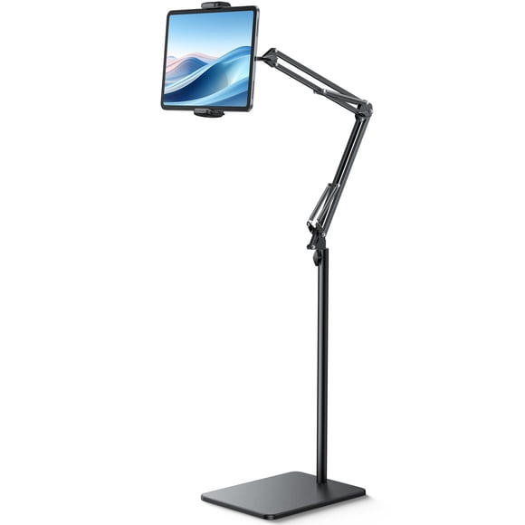 Lamicall Tablet Floor Stand Holder - [55" Height Adjustable][ Flexible Arm] Multi Angle Tablet Holder, 5lb Weighted Base Bed Mount for 4.7-13" Device