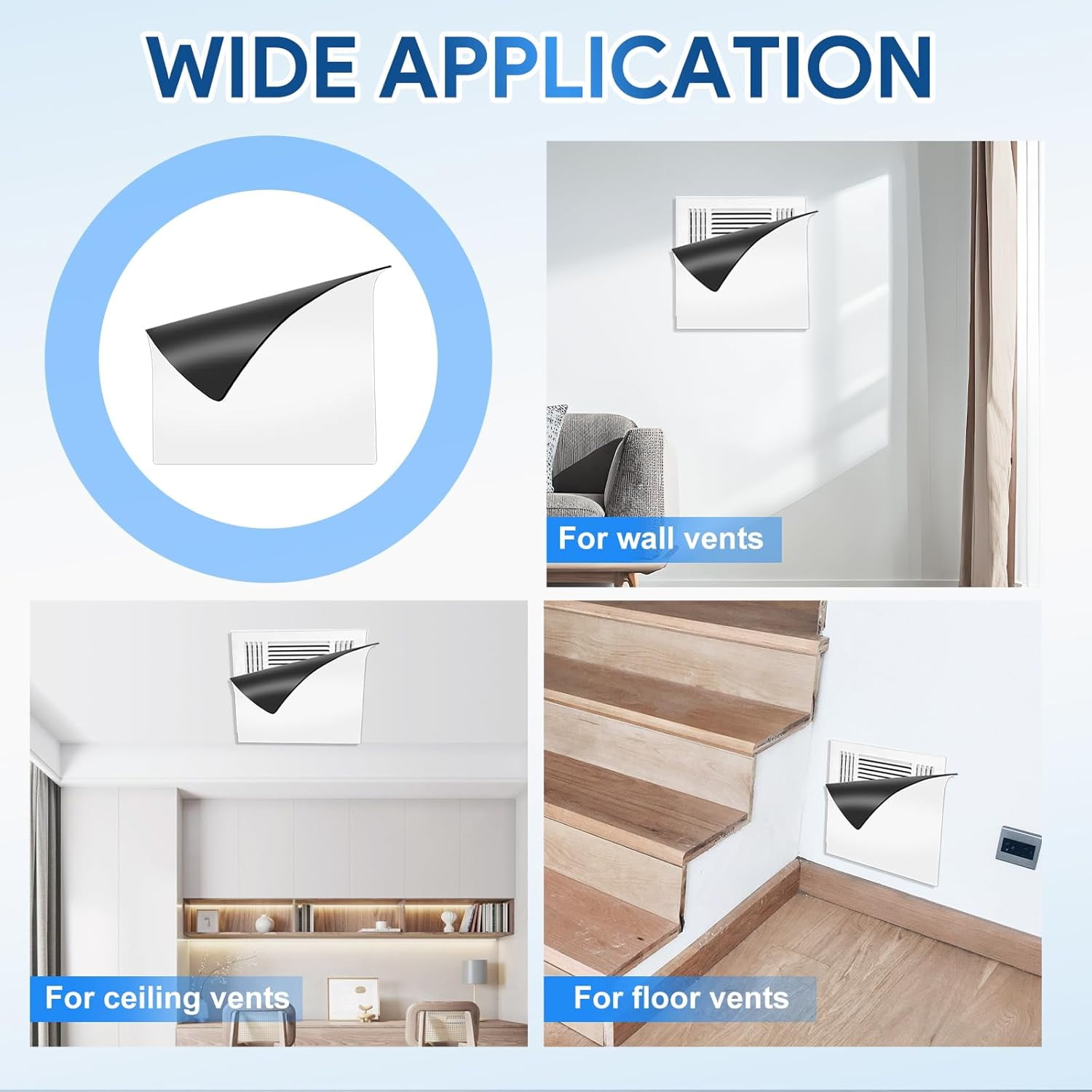 1Pcs Strong Magnet Vent Covers 14*14in Extra Thick Magnetic Register Cover, Square Air Vent Sealing Covers for Home Wall Ceiling Floor HVAC AC RV Steel Vents