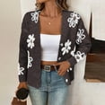 thumbnail image 2 of BiZtdJrK Women's Floral Print Cardigan Sweater Long Sleeve Button Down Cardigan Open Front Knit Sweaters Fall Outwear Brown XXL, 2 of 10