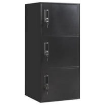 Metal Locker Cabinet 3 Door, Stackable Storage Organizer with Lock - Office, Home, Gym, School - Black