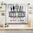 thumbnail image 6 of Black White Rustic Kitchen Curtains Short Small Farm Country Modern Farmhouse Rod Pocket Fork and Spoon Kitchenware Bedroom Living Room Treatment Fabric 2 Panels 26Wx36H Inch, 6 of 6