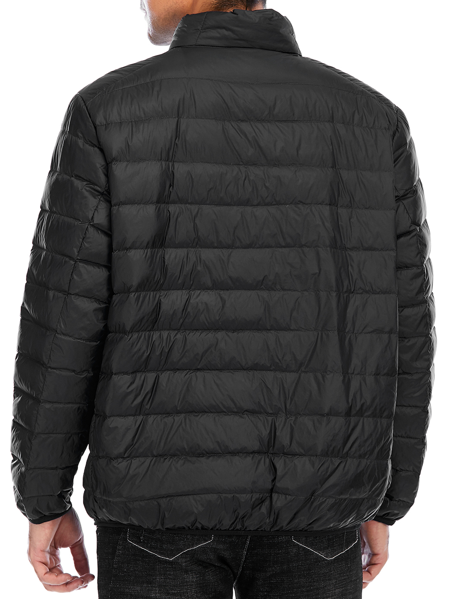 FOCUSSEXY Men Down Jacket Outwear Winter Outerwear Zip Up Windbreaker Lightweight Winter Jackets Casual Zip Up Puffer Coats Packable Puffer Jacket, Black - image 2 of 7