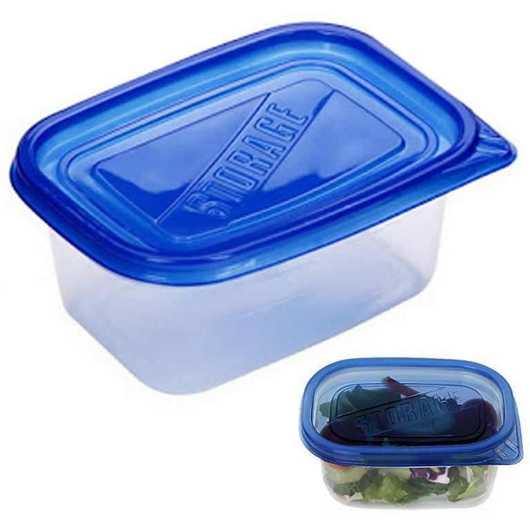 PLASTICPRO 6 Pack Twist Cap Food Storage Containers with Blue Screw on Lid-  4 oz Reusable Meal Prep Containers - Small Freezer Containers Microwave