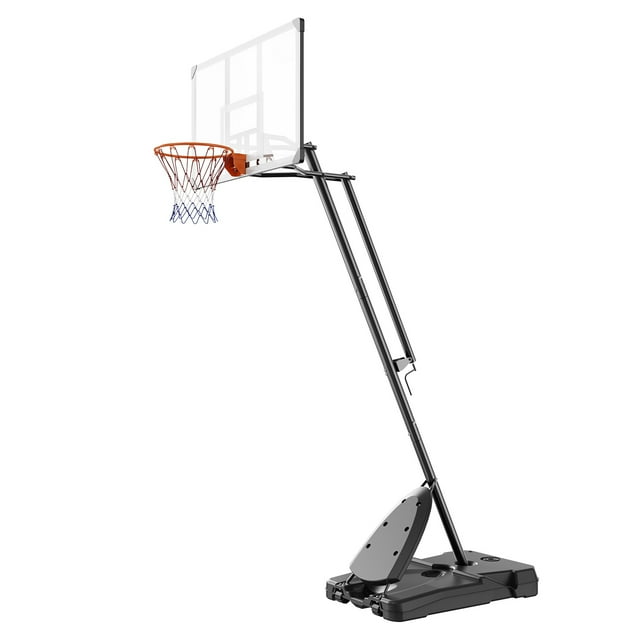 KFFKFF Basketball Set, Height Adjustable 7.6-10 ft, Portable 54 inch Backboard, Hoop & Goal System for Youth & Adults, Mobile Stand with Wheels & Weighted Base, Suitable for Outdoor/Indoor Use