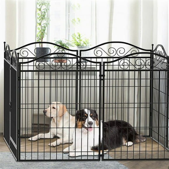 Wisfor Heavy Duty Metal Dog Playpen Fence Outdoor Garden Fence Temporary Barrier for Backyard Camping Travel