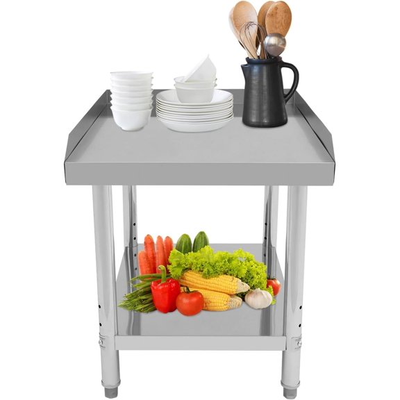 Commercial Work Table with Backsplash and Sidesplashes,Adjustable Work Table,Stainless Steel Prep Table for Restaurants, Hotels (24 * 30 * 26in)