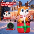 thumbnail image 4 of GOOSH Christmas Inflatables 6 FT Inflatable Reindeer, Cute Blow up Reindeer Sitting on Gift Box with Built-in LEDs, Outdoor Christmas Decorations Reindeer Inflatable for Xmas Holiday Indoor Outdoor, 4 of 7