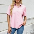 thumbnail image 2 of Posijego Women's Short Sleeve Button down Shirts Business Work Collared Blouses Office Formal Interview Shirts, 2 of 5