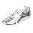 thumbnail image 2 of pwidon Women's Lace Up Ballet Flats Satin Bow Strap Retro Walking Casual Fashion Sneaker Flat Dress Shoes Silver 8, 2 of 8