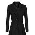 thumbnail image 6 of Odeerbi Clearance Jackets For Women Winter Lapel Button Long Trench Coat Jacket Ladies Overcoat Outerwear, Black, 6 of 8