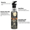 thumbnail image 3 of Yayeee 33oz Insulated Water Bottle Double Wall Stainless Steel with Flip Straw Lid, Black Halloween Dancing Skeleton, 3 of 7