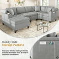 thumbnail image 4 of Harper & Bright Designs Modern U-shaped Sectional Sofa with Storage for Living Room, Oversized Corner Sectional Couch with Cup Holders and USB Por , Light Gray, 4 of 18