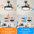 thumbnail image 4 of Cusp Barn  Modern 36 Inch Retractable Ceiling Fan with Lights and Remote 6 Speeds Silent DC Motor LED Light Fixture for Bedroom Black Painted, 4 of 5