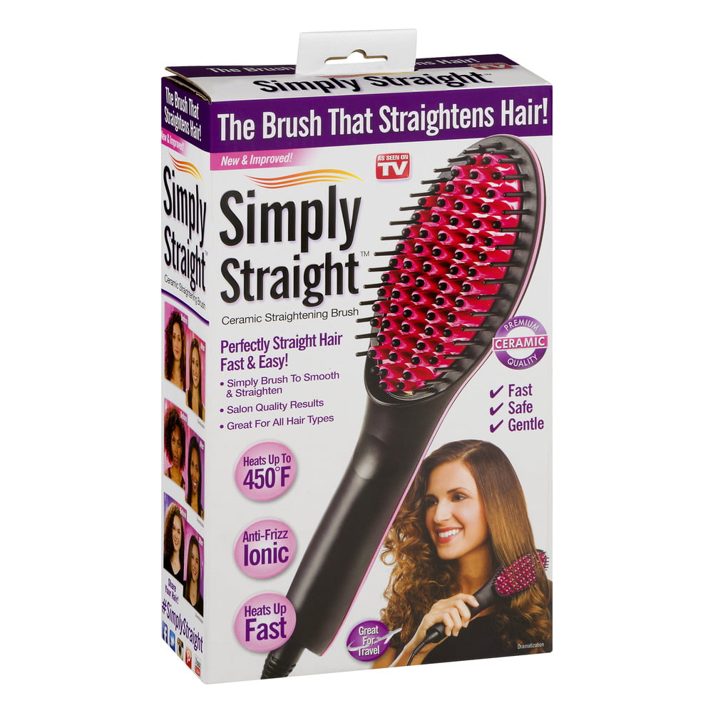 Simply Straight Ceramic Hair Straightening Brush, As Seen On TV -  