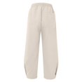 thumbnail image 4 of Men's Casual Pants Male Casual Solid Pant Woven Wide Leg Pant Pleated Pocket Drawstring Trouser Fashion Loose Trouser Beige 2XL, 4 of 4