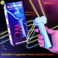 thumbnail image 2 of The upgraded glow-in-the-dark elastic rope stress-relief toy (with 3 extra ropes) features a built-in dual ultraviolet light source, making it a fun rope launcher gift for adults and children, 2 of 9
