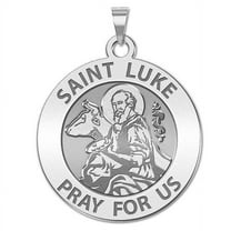 Saint Luke Religious Medal  - 2/3 Inch Size of Dime, Sterling Silver