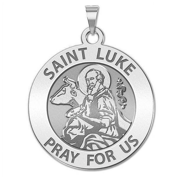 Saint Luke Religious Medal  - 2/3 Inch Size of Dime, Sterling Silver