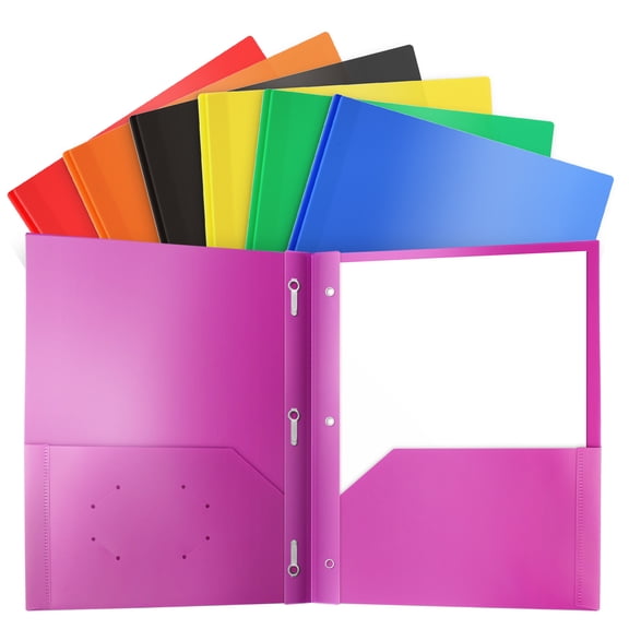 Dunwell Plastic 2-Pocket Folders with Prongs, Letter Size, Durable Poly, 7-Pack