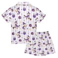 thumbnail image 2 of FORMRS Kids Short Sleeve Top and Pants Pajama Set Unisex Satin 2-Piece Sleepwear, Sizes 7-8Y, Purple Halloween Gooses, 2 of 8