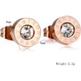 thumbnail image 2 of Stainless Steel Round Shape Cubic Zircon Roman Numbers Stud Earrings, 2 of 4