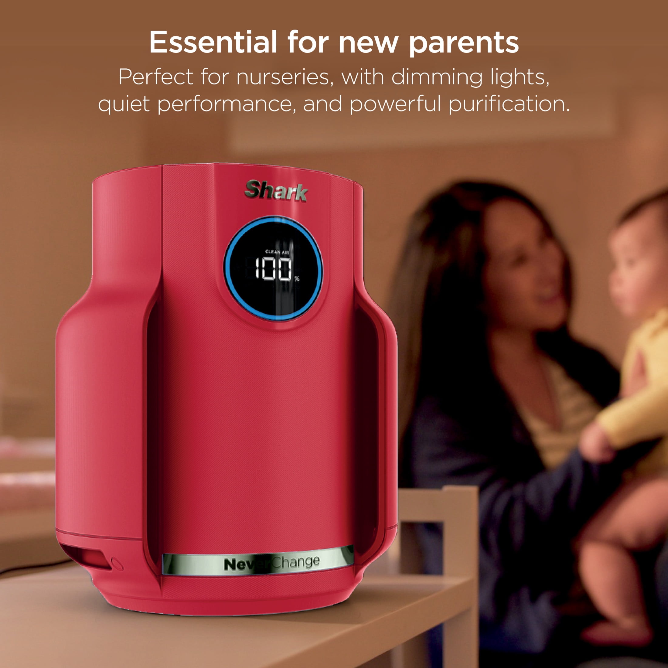 Shark NeverChange Compact Pro 250 Sq. Ft. HEPA Air Purifier, 5-Year HEPA-Exceeding Filter, Captures Pollutants, Pet Dander, Dust, and Smoke, HP070RD Red