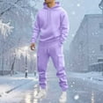 thumbnail image 2 of Men's 2 Piece Outfits Sweatsuit Long Sleeve Pullover Hoodie Athletic Jogging Cargo Pants Casual Tracksuit with Pockets (3XL, Purple), 2 of 5